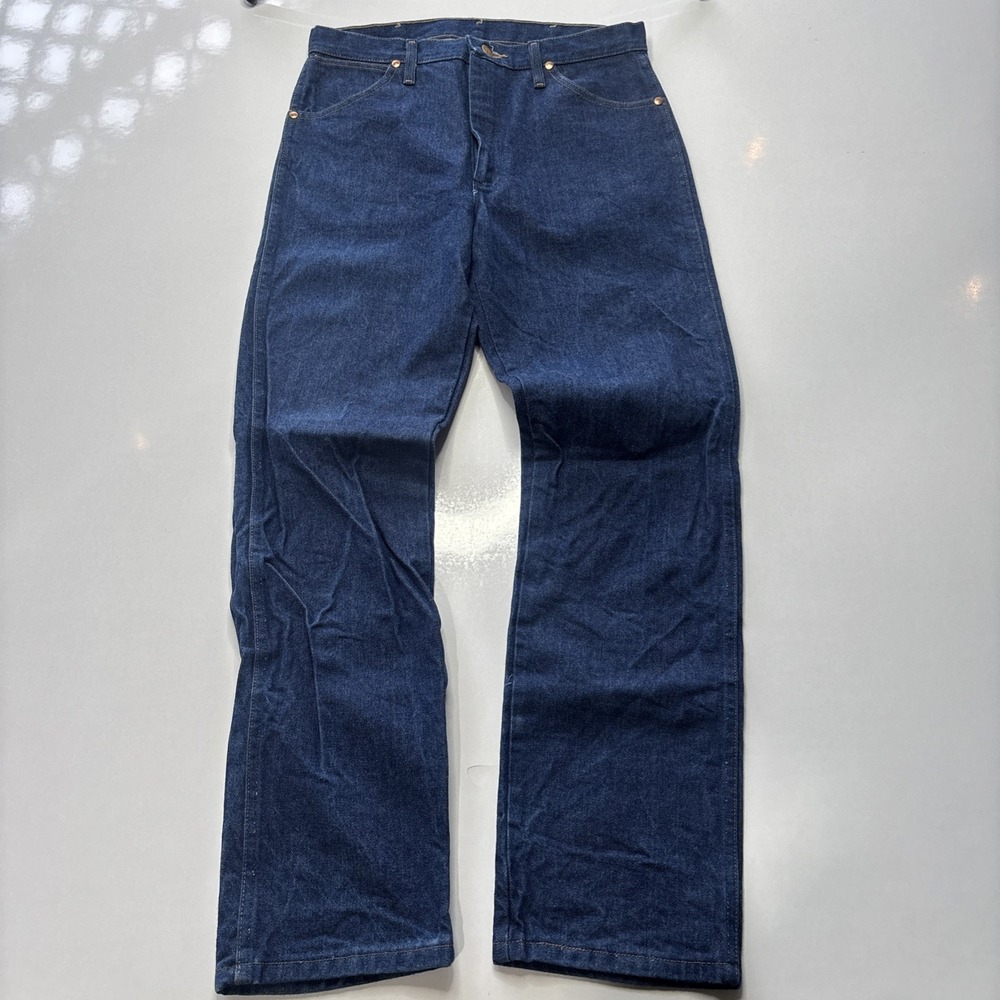Wrangler 13MWZ Jeans Mens 32x32 Blue Dark Wash Straight Leg Cowboy Pockets